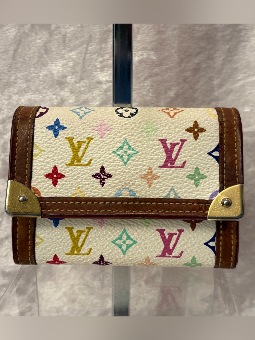 Louis Vuitton Monogram Murakami Multicolor Porte-Monnaie Coin Card Wallet COA